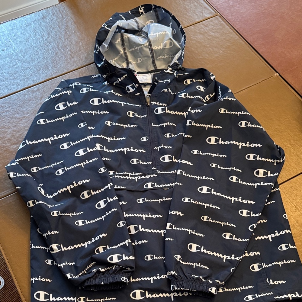 Champion Navy and White Logo Jacket